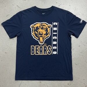 Nike Chicago Bears T-Shirt NFL Navy Blue Graphic Tee Large Bear Head Logo Size M